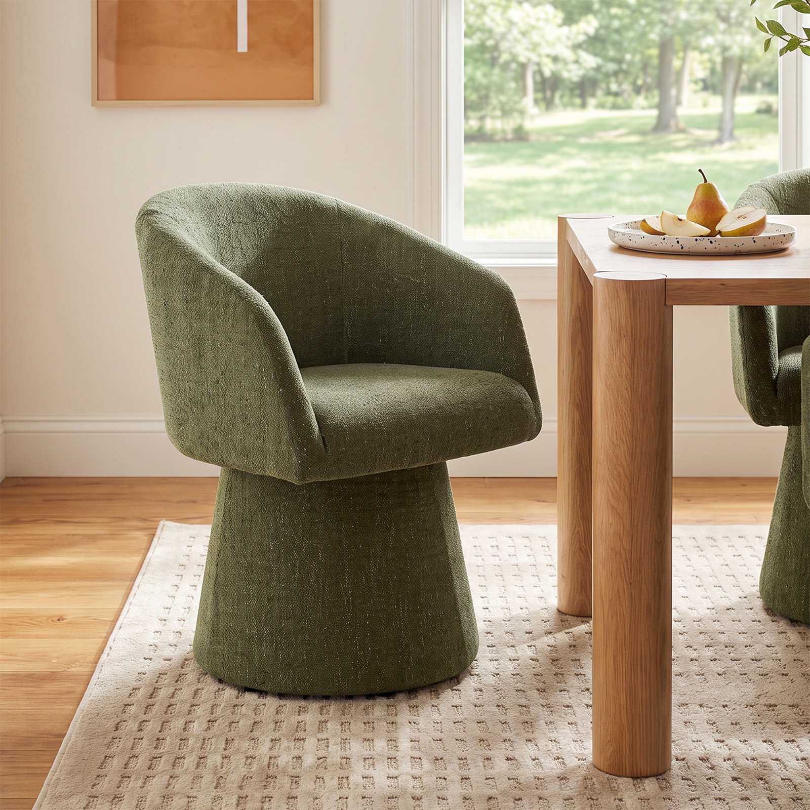 Kyo Swivel Dining Armchair, Mellow Forest Chenille