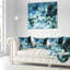 Petites fleurs blanches sur fond bleu - Coussin décoratif à imprimé floral-30722101-30722105