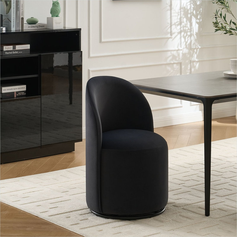 Chaise d'appoint rembourrée en velours pivotant avec rotation à 360 degrés pour les petits espaces de salle à manger et de coiffeuse