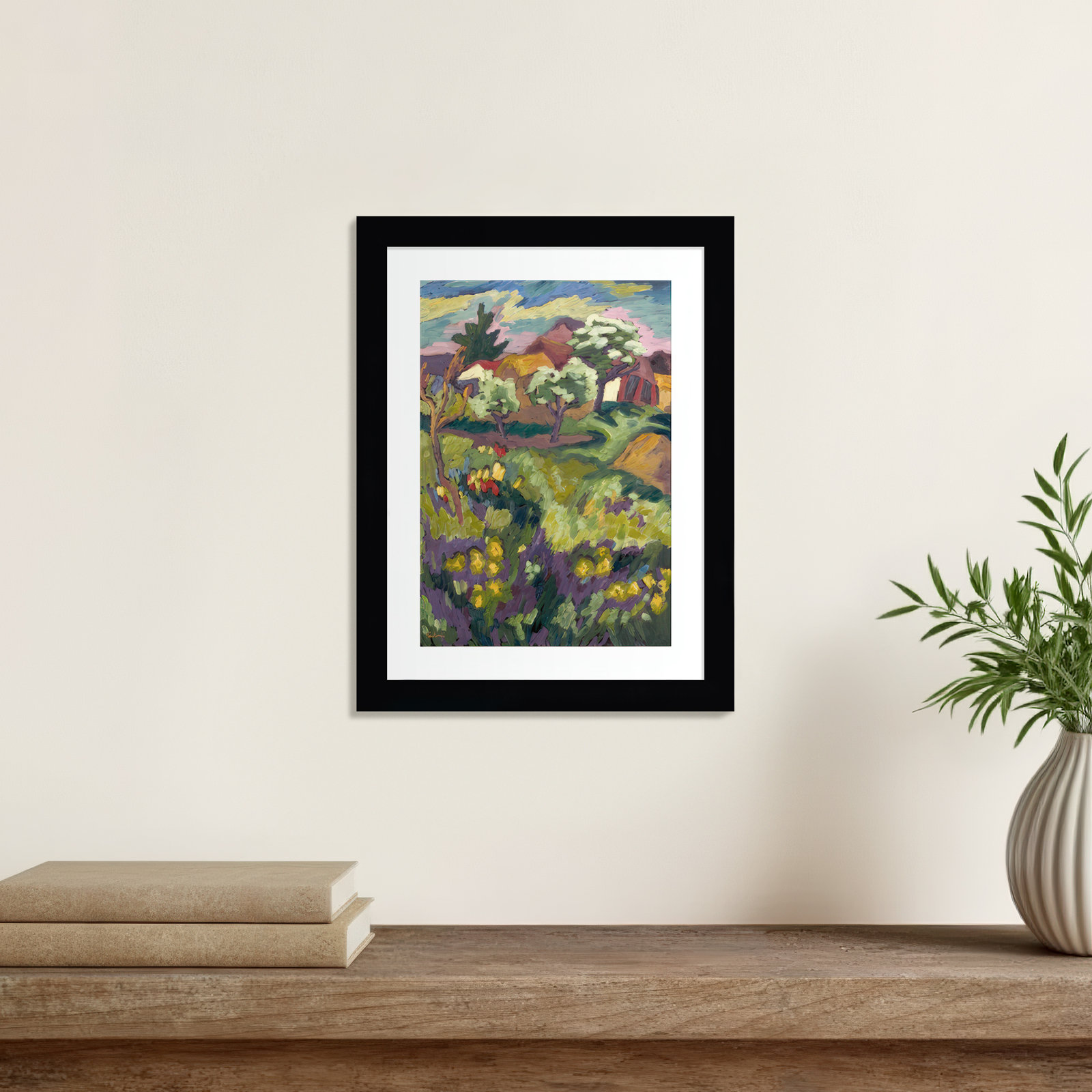 Garden of My Childhood Print, Black, 13" H x 10" W x 1" D