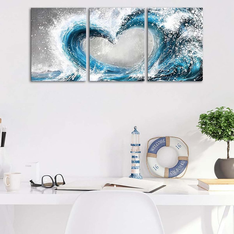 3 Piece Wrapped Canvas Print, Pink