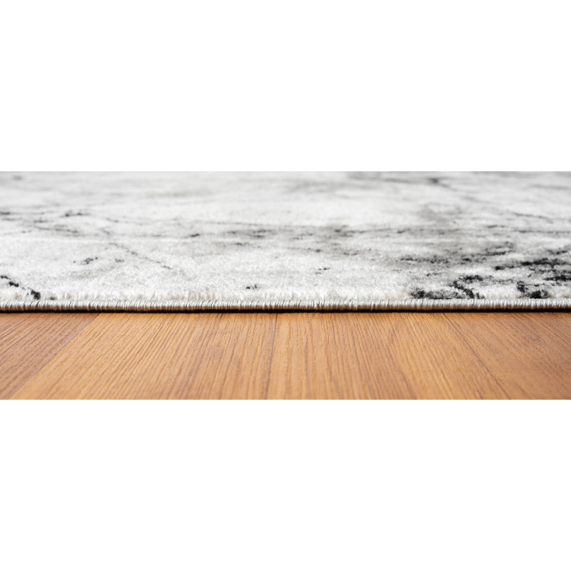 Vladya Abstract Border Area Rug, Round 5'3"