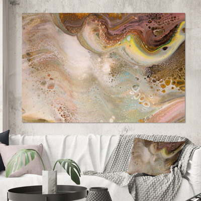 Abstrait doré et univers de marbre brun - peinture sur toile