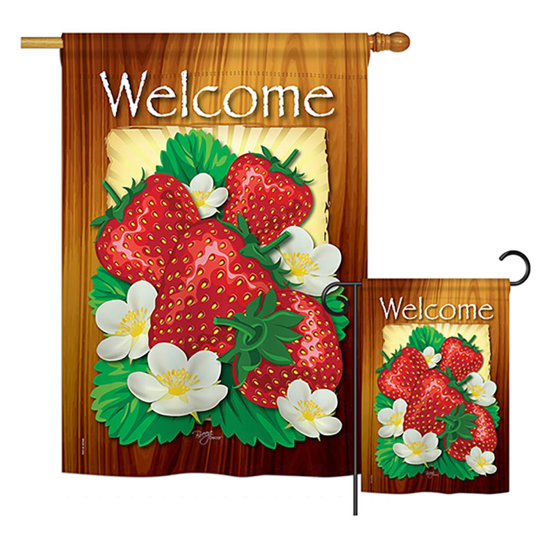 Ensemble de 2 drapeaux en polyester 2 pièces welcome fraises de nourriture