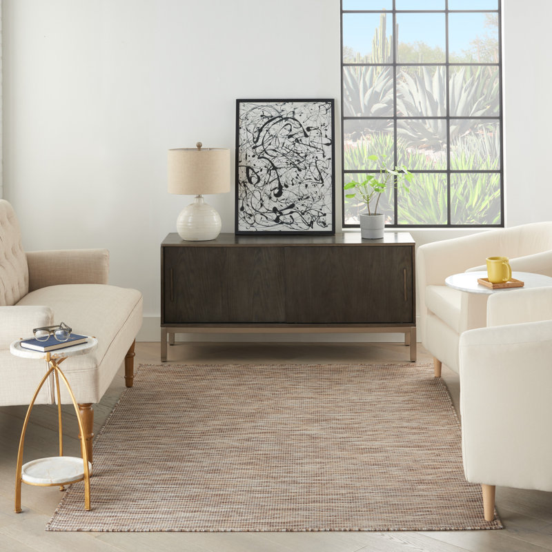 Lillehammer Solid Indoor/Outdoor Area Rug, Rectangle 5' x 7', Beige