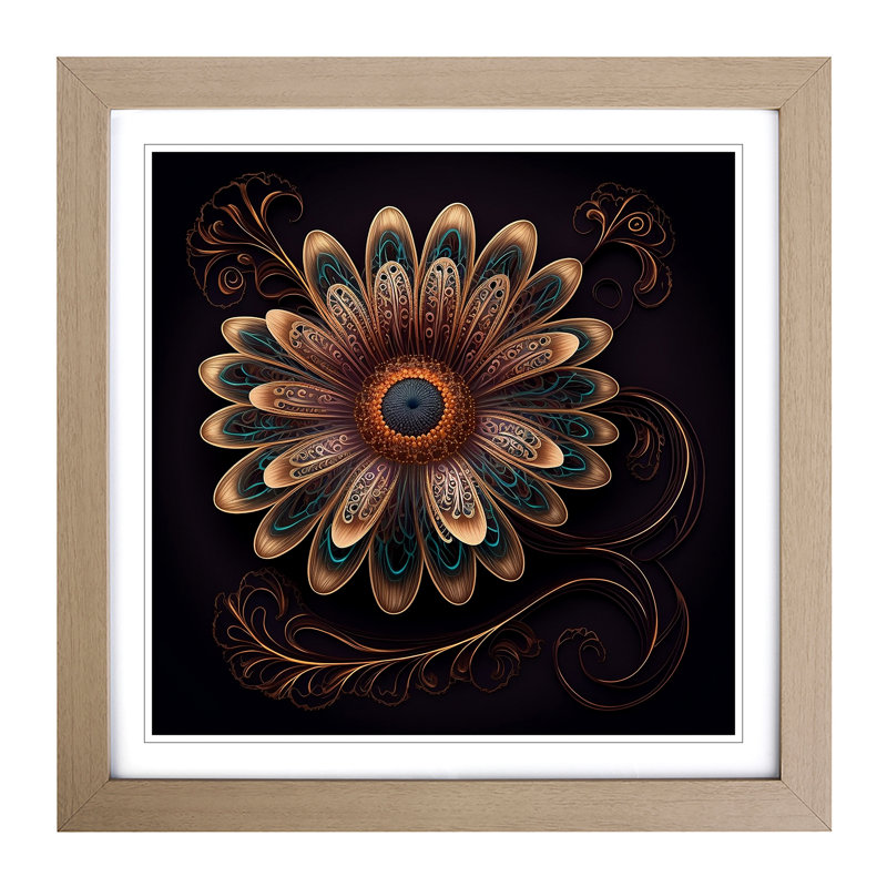 Daisy Ornamental Art No.1 - Framed Print, Oak