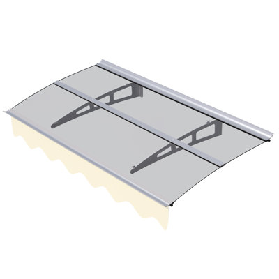 Auvent de porte en tôle de polycarbonate de 0,137 po d'épaisseur et alliage d'aluminium avec cantonnière pour mur en bois