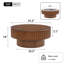Table basse cylindrique ronde de 31,5 pouces avec rangement dissimulé à couvercle amovible, table de cocktail nervurée en bois massif, table de centre au fini noyer de ferme pour le salon