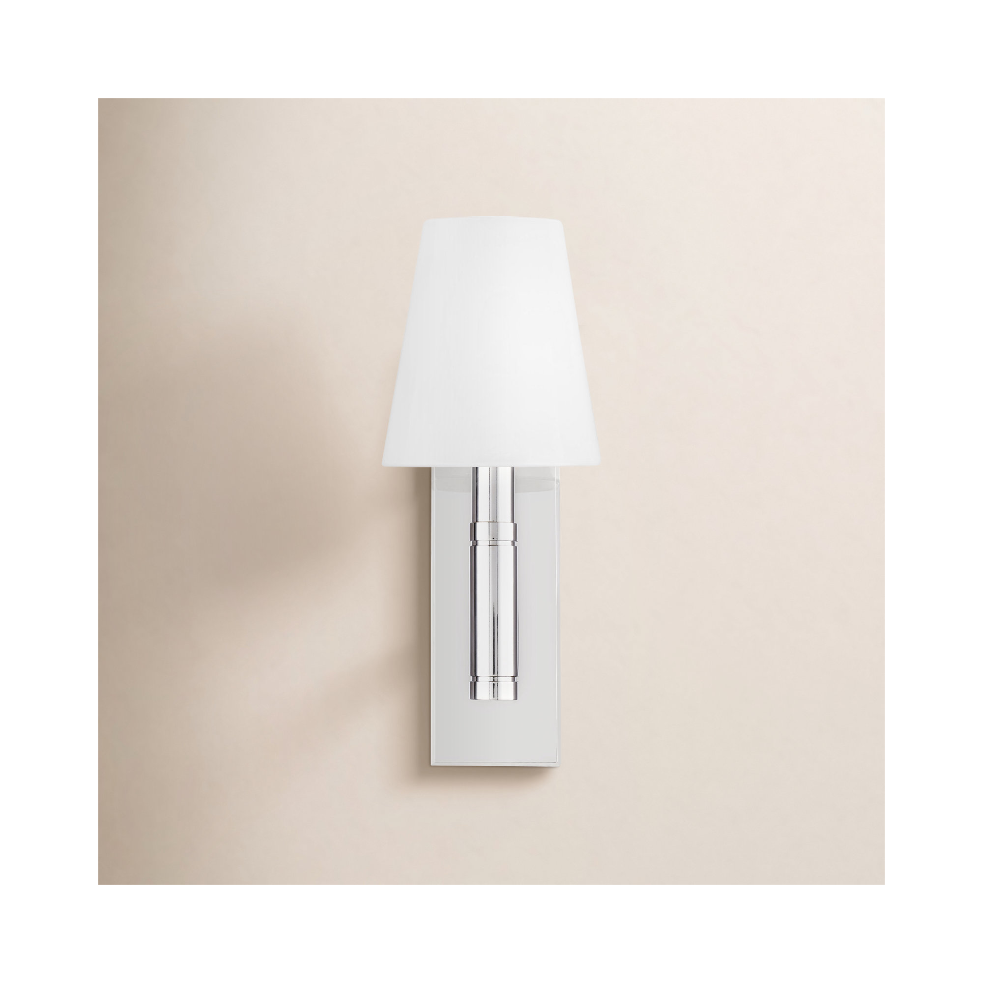 Single Light Glass Steel Dimmable Wallchiere, 10.625" H x 5.5" W x 7" D, Polished Nickel