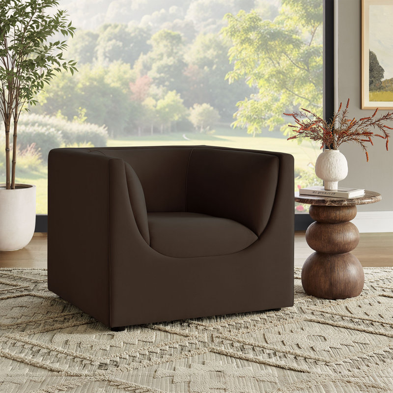Fauteuil en velours brun foncé Dunkley, Chocolate Brown