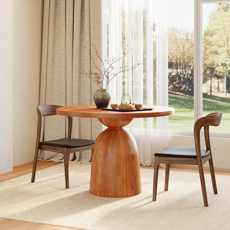 Mid-Century Pedestal Dining Set With 2 Seats, 29.52"H x 43.3"L x 43.3"W