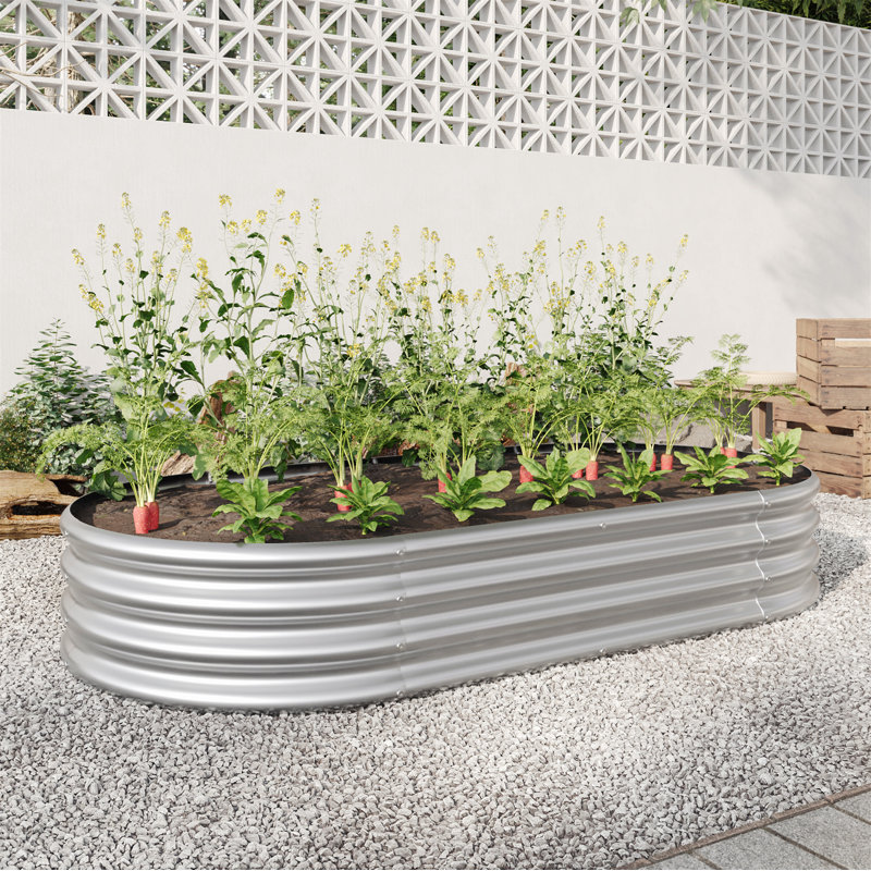 2Pcs Galvanized Raised Garden Bed Kit for Vegetables, Flowers & Herbs, Easy Assembly, Rust-Resistant, Heavy Duty