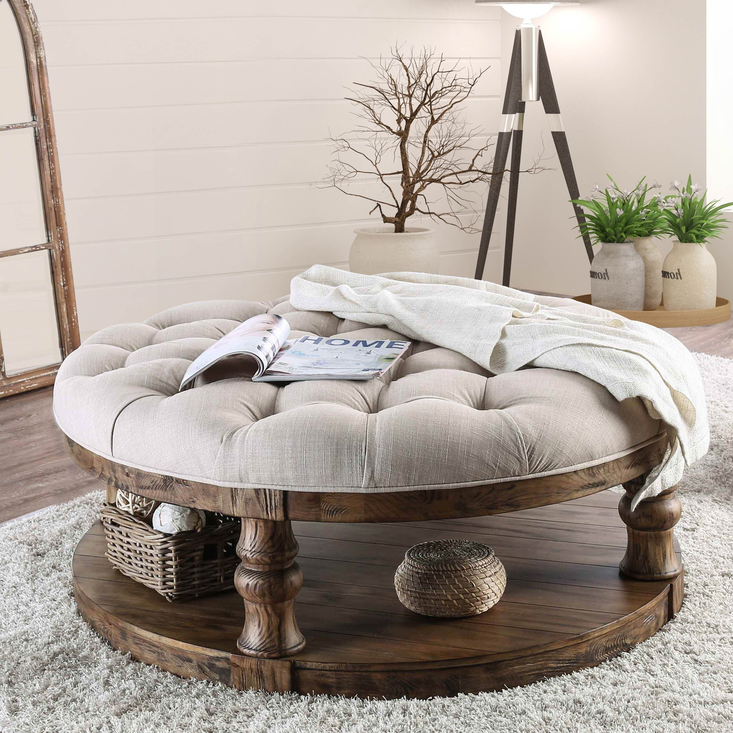 Upholstered French Country Coffee Table