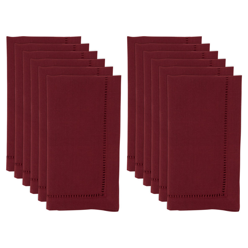 Rowles Hemstitched Border Dinner Napkin, Burgundy, 18" L x 18" W