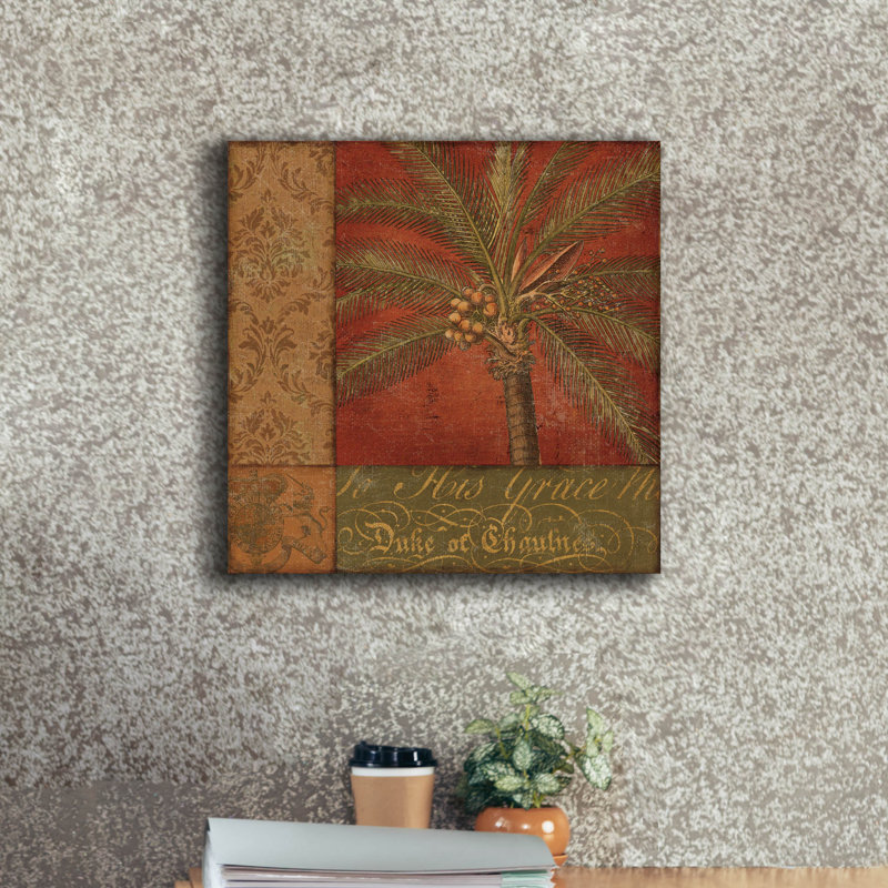 «Golden Palm I» par NBL Studio, art mural en verre acrylique, H 18 po x l 18 po x P 0,75 po