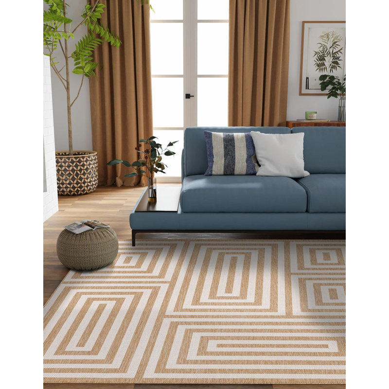 Tapis contemporain de style taupe Bello, Carré 7 pi 10 po