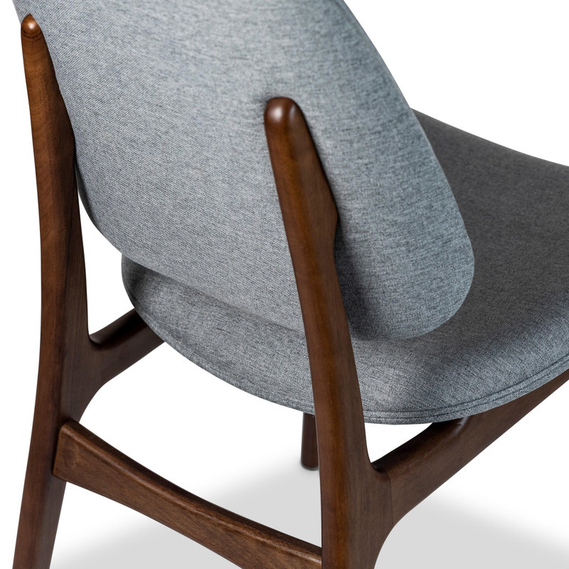 Modern Brazilian Ariel Side Chair, Essence Gray/Nogal Frame
