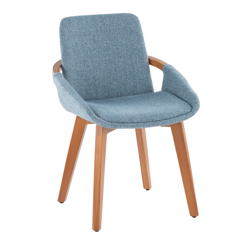 Whitacre 17'' H Upholstered Parsons Chair, Blue Noise, Walnut  