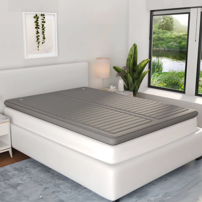 King Size Gray Dual Adjustable Inflatable Mattress Topper