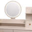 Meuble-lavabo stylisé avec tabouret, tabouret à coussins, miroir DEL à commande tactile, armoire de rangement grande capacité, 5 tiroirs, meubles de maquillage à la mode, réglables en longueur
