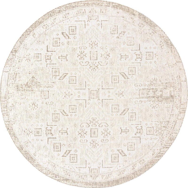 Tapis d'extérieur couleur beige, Rond 10 pi