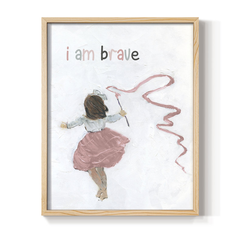 «Girl Catching Wind», reproduction encadrée - bois massif, Naturel, H 11 po x l 9 po