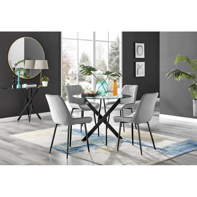 4 - Person Dining Set, Grey/Black
