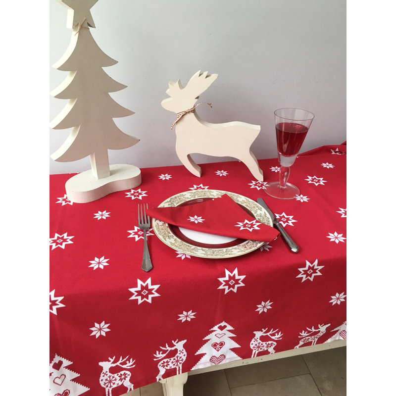 Sigourney Christmas Fir Tree Print Tablecloth, Red
