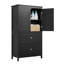 Armoire de rangement pour salle de bain avec deux portes, tiroirs et tablette réglable pour une organisation efficace, panneau de fibres à densité moyenne, noir