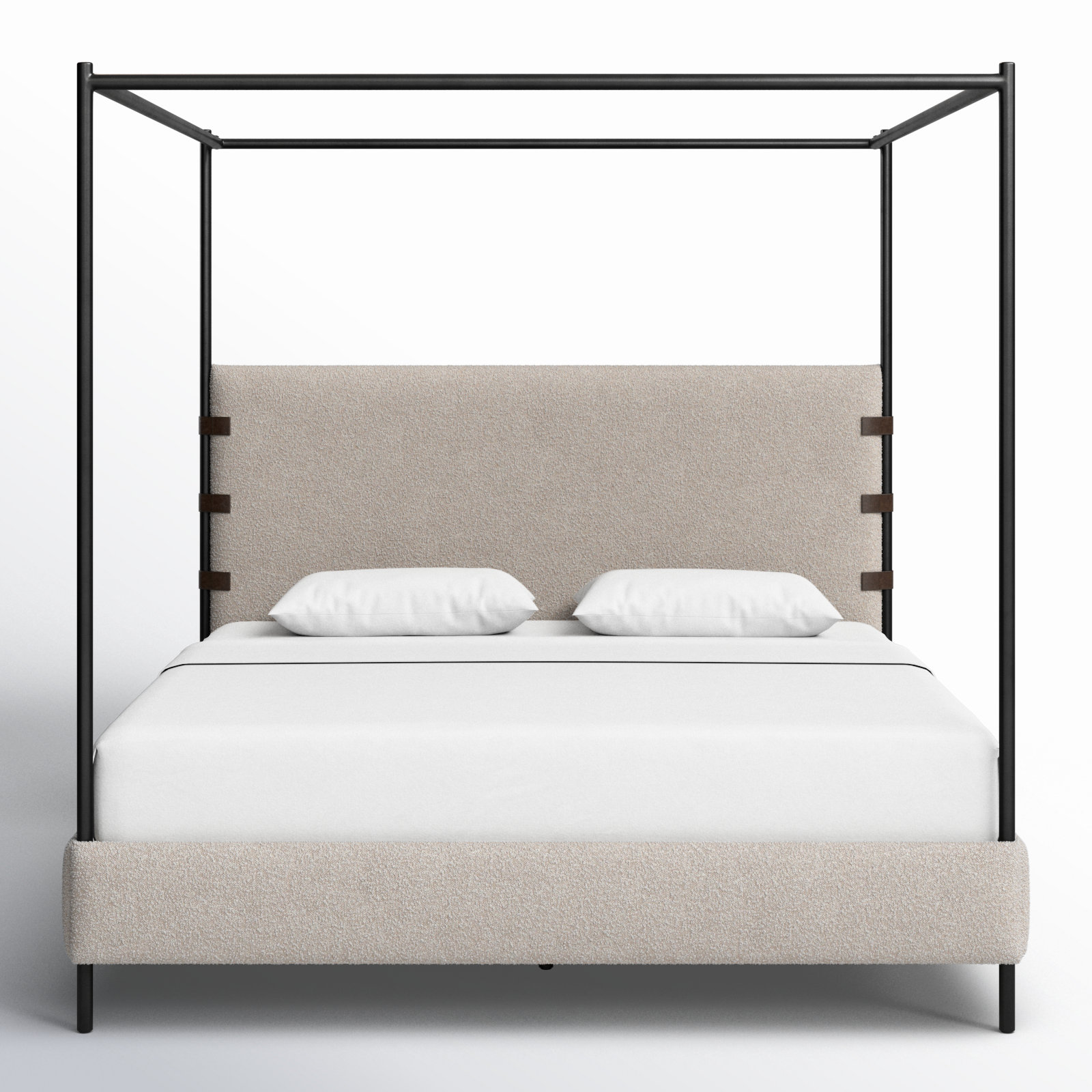 Malo Upholstered Metal Canopy Bed, King, Knoll Natural