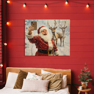 Père Noël avec toile de renne, design par Arlington Prints