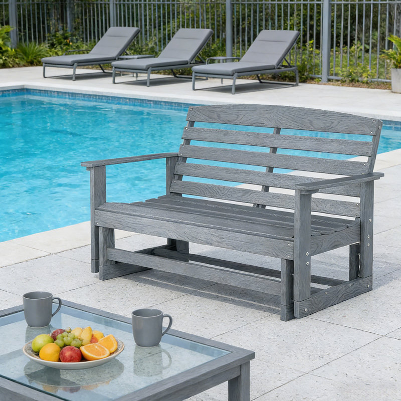 Patio Bench,Outdoor Glider Bench,Loveseat Patio Glider Bench, Gray