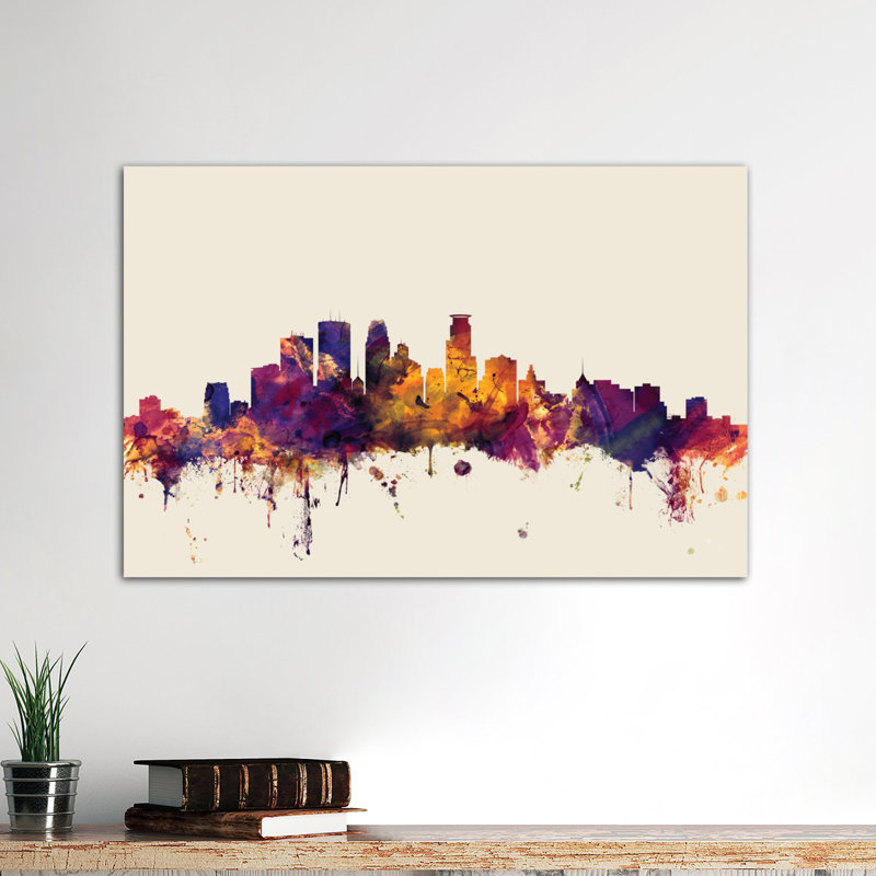 Skyline Series: Minneapolis, Minnesota, États-Unis, impression sur toile tendue beige, H 8 po x l 12 po x P 0,75 po