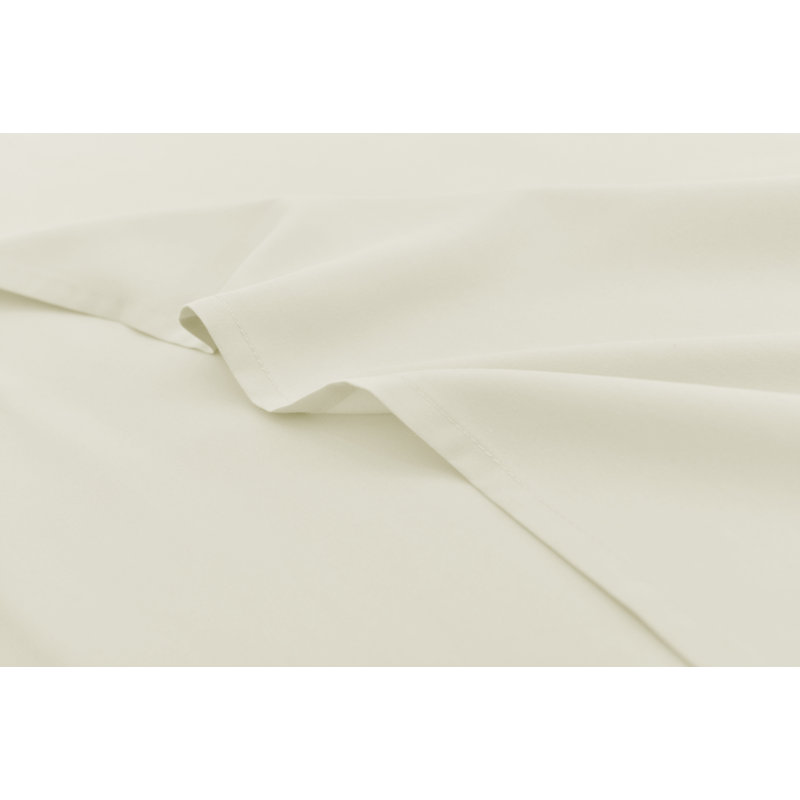  Ensemble de draps 1800 fils en rayonne de bambou, Ivoire, Ensemble de draps pour grand lit + drap-housse + 2