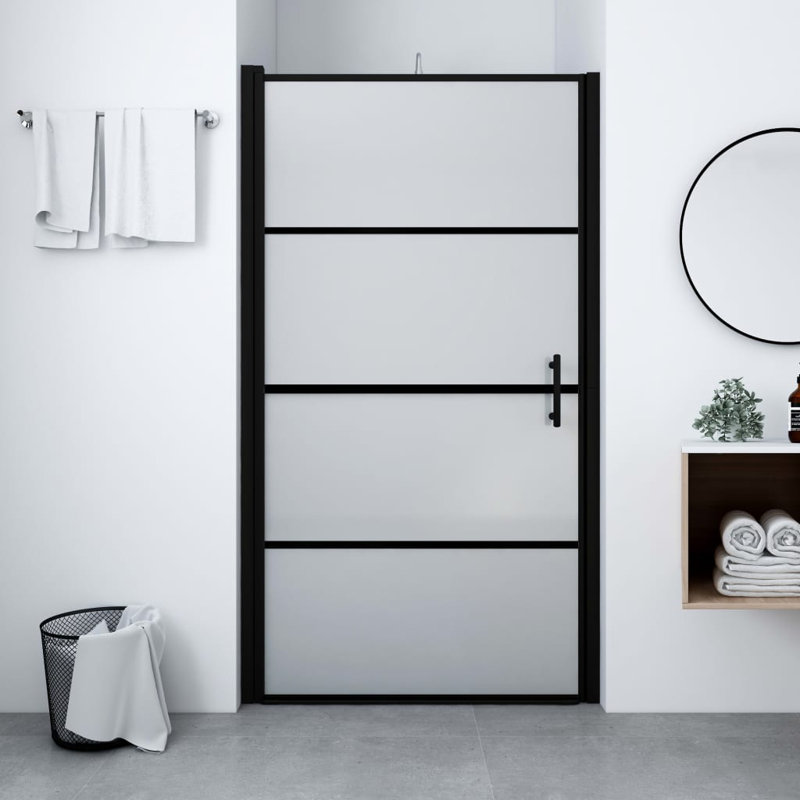 Kruger Hinged Semi-Frameless Shower Door with Frosted Glass, 195cm H x 89cm W