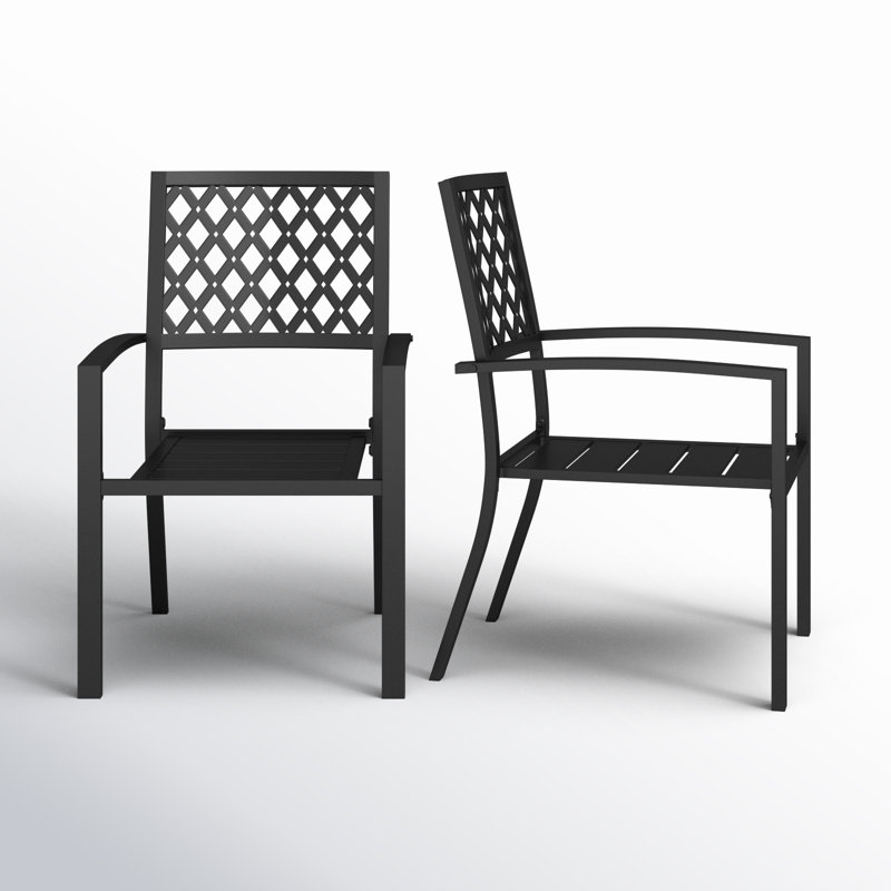 Leonard Metal Outdoor Stacking Dining Armchair