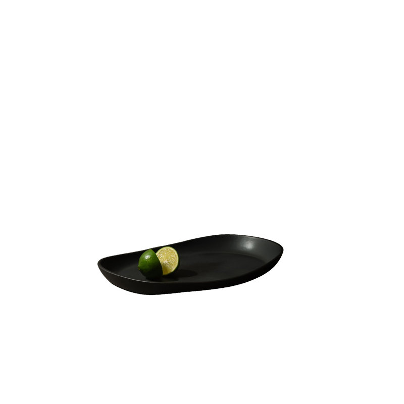 Mini Long Stoneware Serving Platters  | Dadasi Medium, White, 1.8" H x 13" W x 9" D