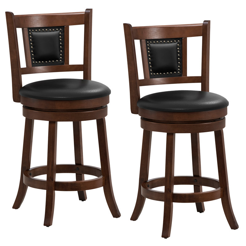 Acelee Swivel Upholstered Counter Stool with Solid Wood Frame, Counter Stool (25.5” Seat Height), 2