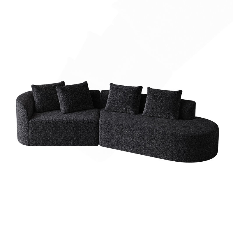 Modern Upholstered Oversized Sectional Sofa, Black