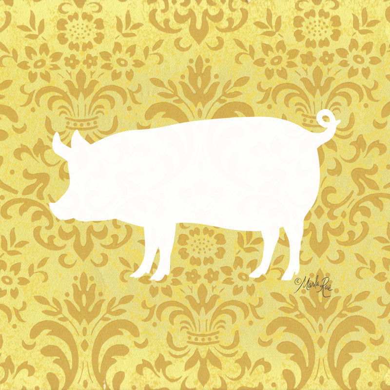 Silhouette de cochon - peinture, H 36 po x l 36 po, Non, Toile tendue