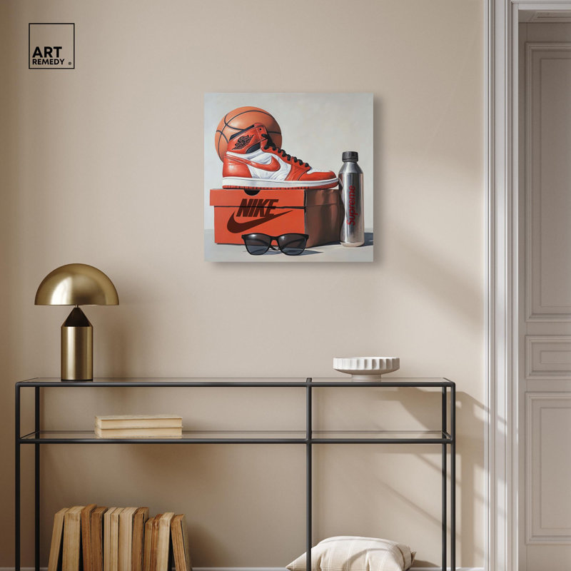 Art mural Basketball, H 20 po x l 20 po, Toile tendue