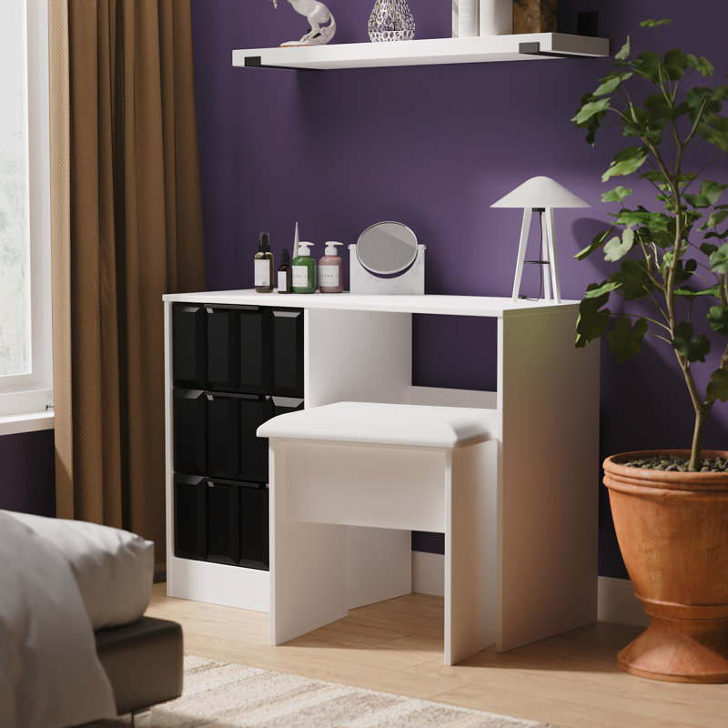 Besian Dressing Table, Deep Black/White
