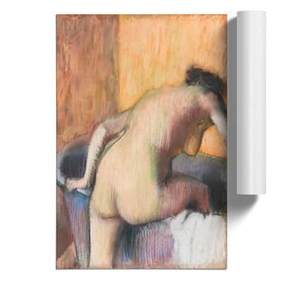 Bather Stepping into a Tub by Edgar Degas - Unframed Painting