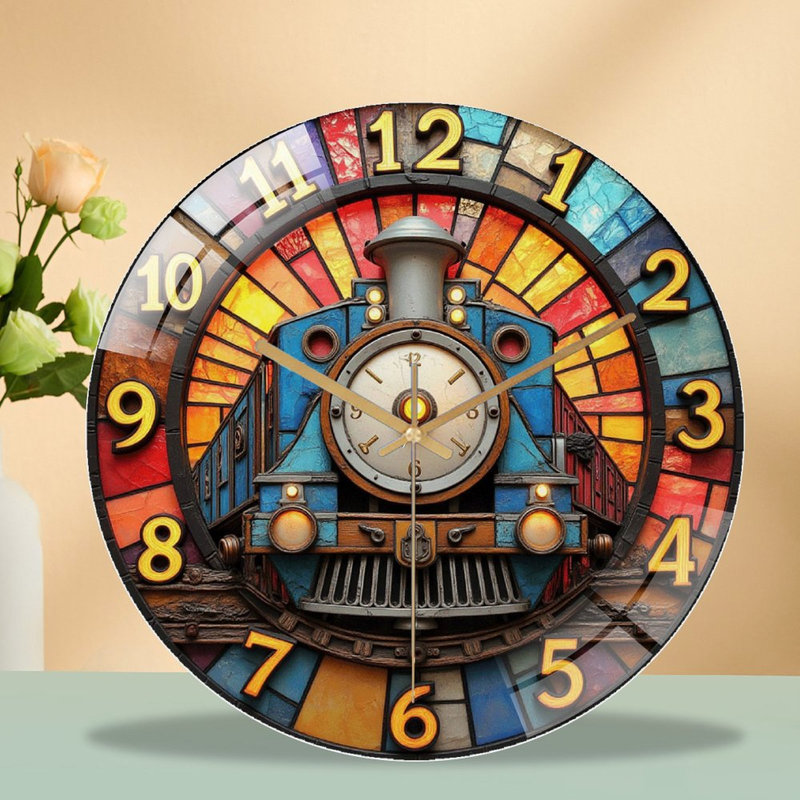 Horloge murale rétro en verre coloré 12 po