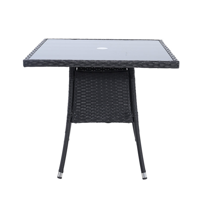 Newson Rectangular Metal Outdoor Dining Table With Umbrella Hole , 80cm cm W 80cm cm D, Black