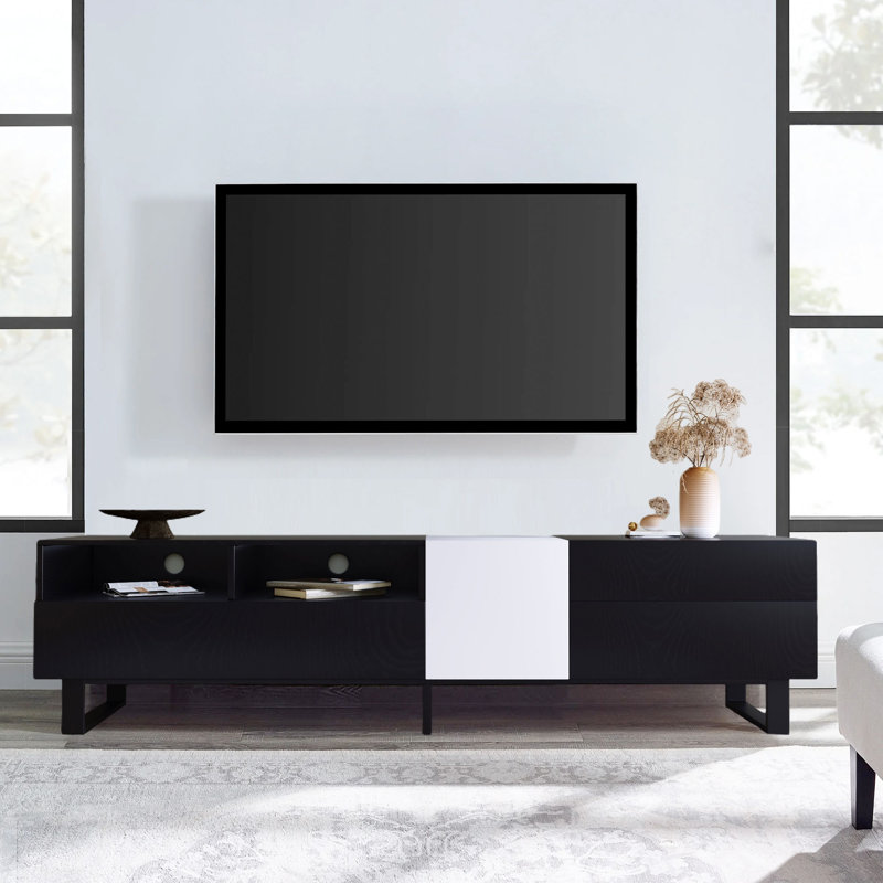 Unfinished TV Stand for TVs up to 78", Black  / White
