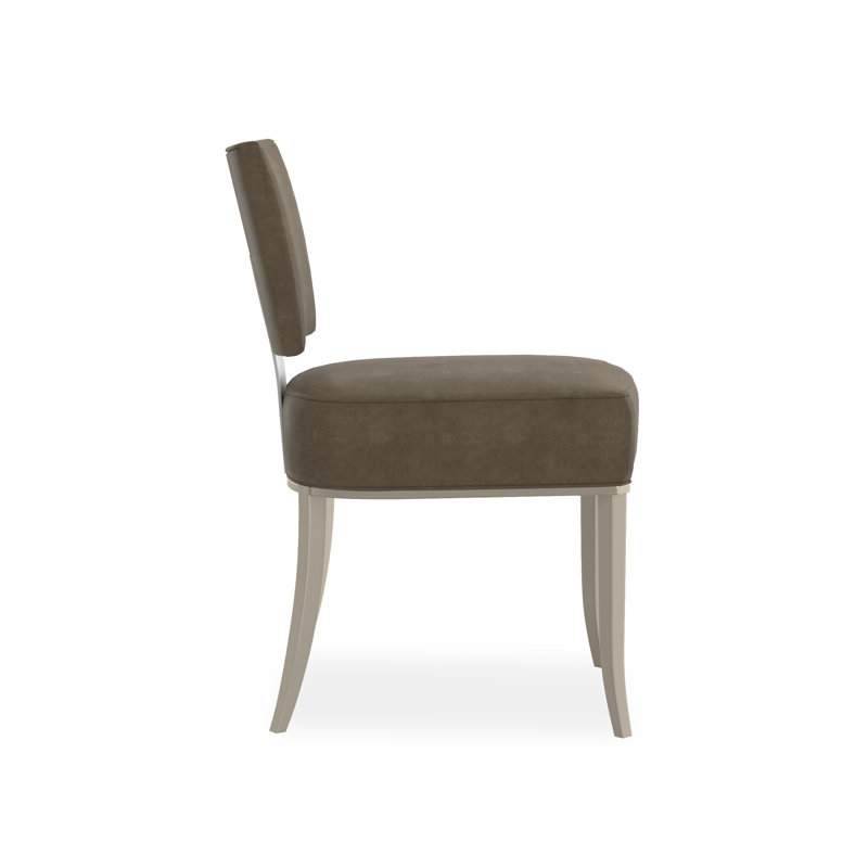 Caracole Classic Upholstered Dining Chair, Silver/Chrome, Brown