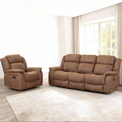 2-Piece Faux Leather Living Room Set - Glider Recliner And Sofa With Drop - Down Table by Red Barrel Studio