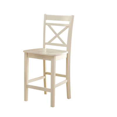 Chaise à hauteur de comptoir crème (2 chaises) - capacité de 220 lb, profondeur de siège de 16 po, hauteur de 24 po, conception à structure ouverte avec finition en bois naturel, fabrication de 2 chaises pour une utilisation à long terme dans un bar