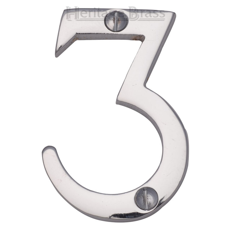Heritage Brass Heritage Numeral Face Fix 51mm (2"), 3, Polished Chrome